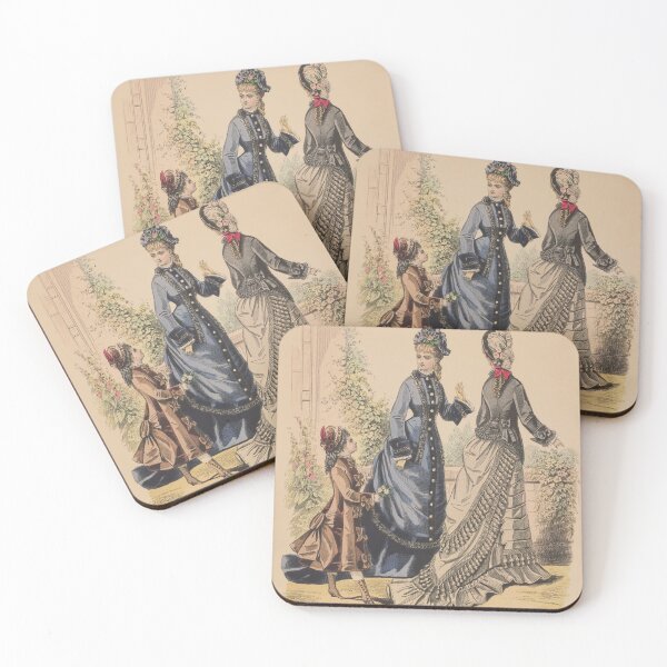Item preview, 1876 Victorian French Fashion Plate with Two Ladies and a Girl having a walk in a Park designed and sold by Vintage-TM.