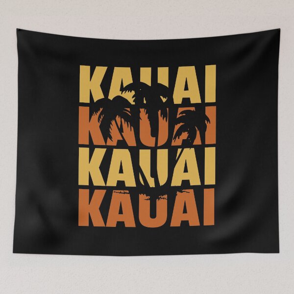 Item preview, Hawaiian Islands Surf Style Kauai Palm Tree Beach print designed and sold by jakehughes2015.