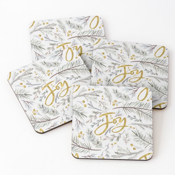 Item preview, Joy gold typography Christmas foliage pattern designed and sold by GoDesign1.