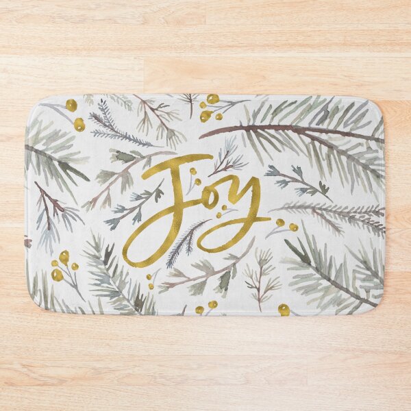 Item preview, Joy gold typography Christmas foliage pattern designed and sold by GoDesign1.