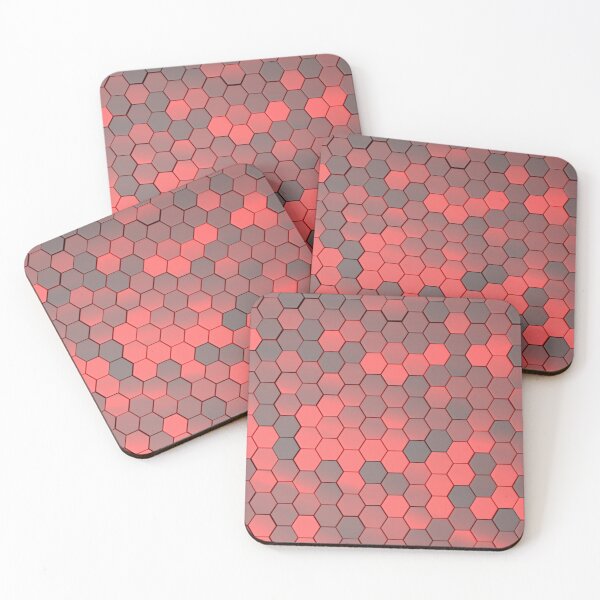 Item preview, sci-fi red background with 3d hexagonal retractable tiles designed and sold by Orderposter.