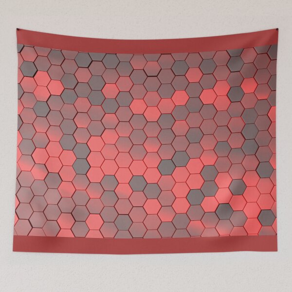 Item preview, sci-fi red background with 3d hexagonal retractable tiles designed and sold by Orderposter.