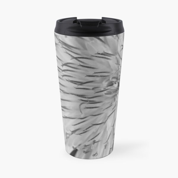 Delicate Dandelion Curls in Black & White Travel Mug