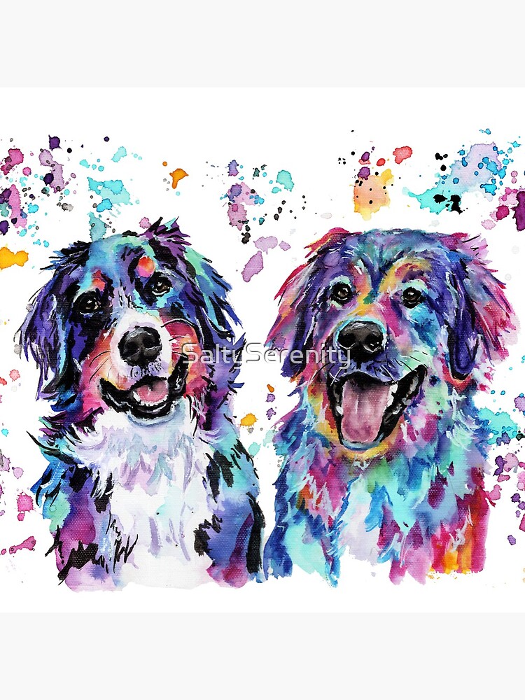 Colourful Watercolour Mountain Dogs by SaltySerenity