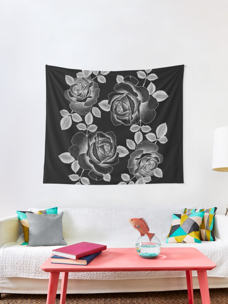 Tela decorativa «Rosas realistas negras» de zafirahansen | Redbubble