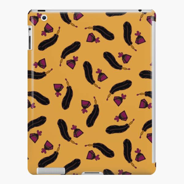 Raven Feather Quills and Ink Pattern on Mustard iPad Snap Case