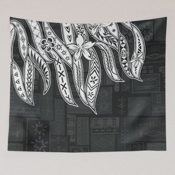 Item preview, Samoan Mana Malu Tapa Print With White Leaf Overlay designed and sold by sunnthreads.
