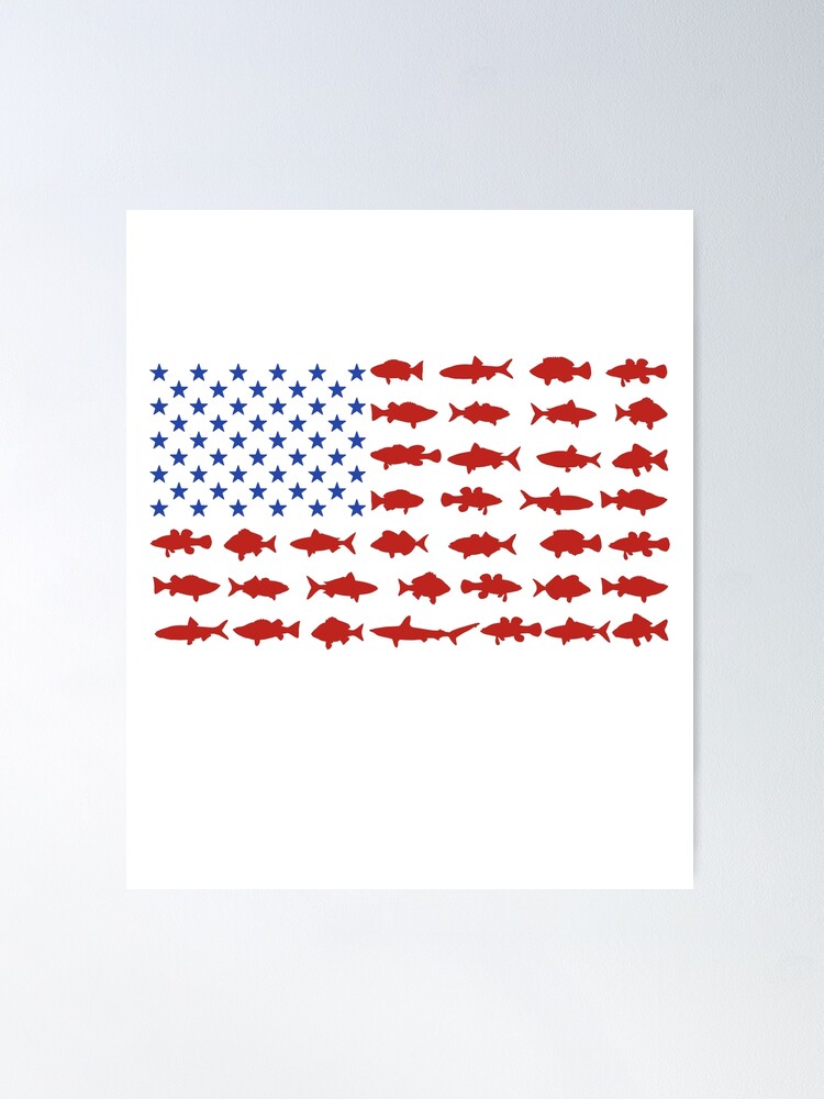 Patriotic American Flag with Fish for Fisherman Poster for Sale by  FazCreations