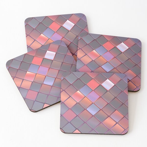 Item preview, patchwork multicolored background with 3d square iridescent tiles designed and sold by Orderposter.