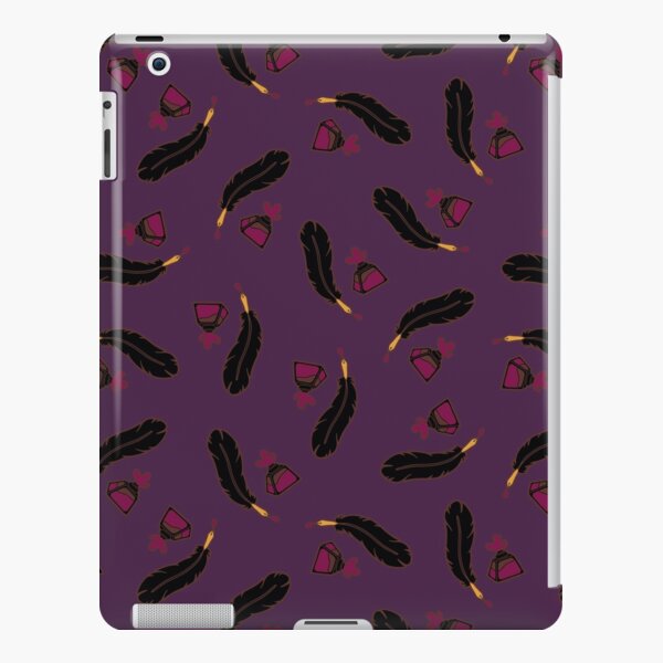Raven Feather Quills and Ink Pattern on Plum iPad Snap Case