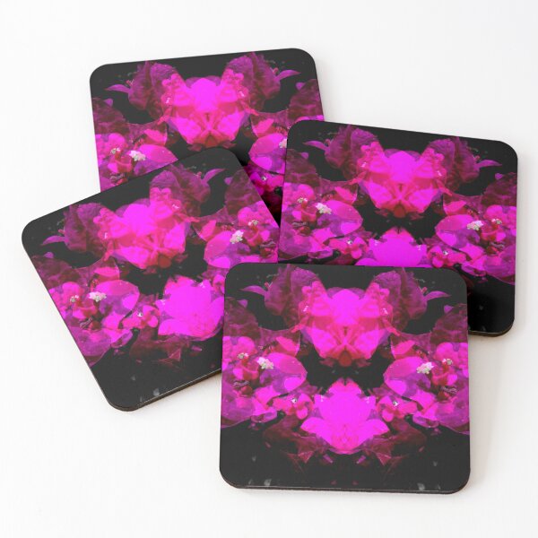 Item preview, Abstract neon bougainvilleas on black designed and sold by cesarpadilla.