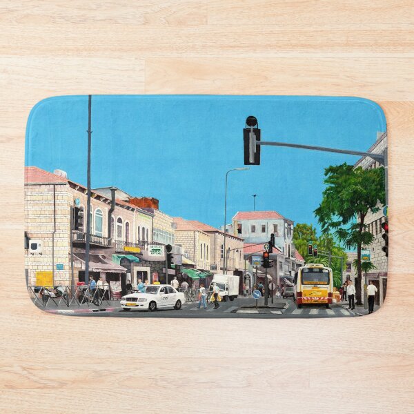 Item preview, רחוב יפו Crossing Jaffa road, oil on canvas, Jerusalem, Israel, designed and sold by Melvyn Kahan.