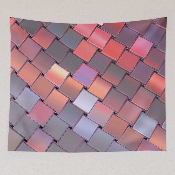 Item preview, patchwork multicolored background with 3d square iridescent tiles designed and sold by Orderposter.