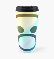 Regenbogen Gradient mit traurigem Gesicht Emoji Thermosbecher