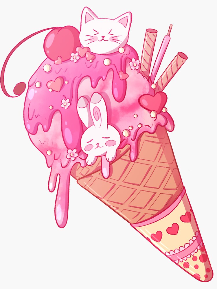 Kawaii Ice Cream Sticker for Sale by averiillustrate