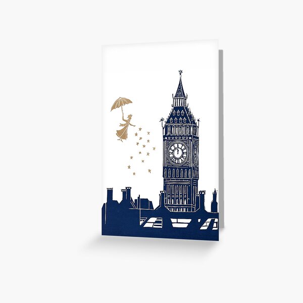 Item preview, Mary Poppins and Big Ben Linocut designed and sold by Maddy Bennett.