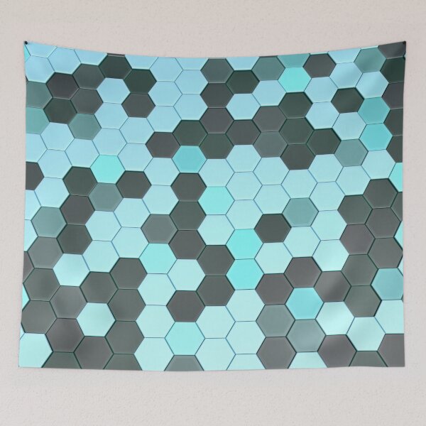 Item preview, sci-fi blue background with 3d hexagonal tiles designed and sold by Orderposter.