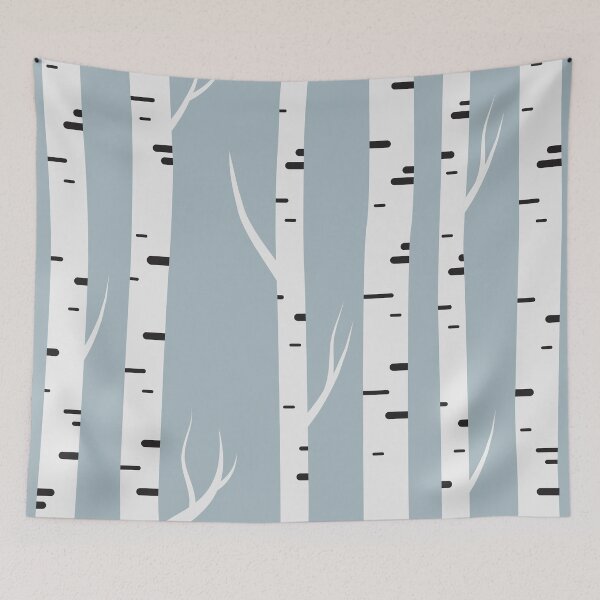 Item preview, Modern Grey Blue Birch Tree Landscape  designed and sold by IamTrending.