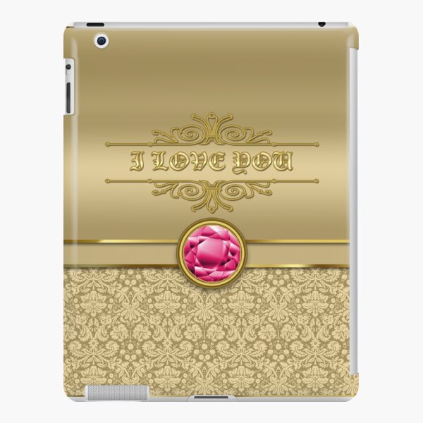 Love Ruby Red Gemstone Metallic Shiny Gold Damask iPad Snap Case