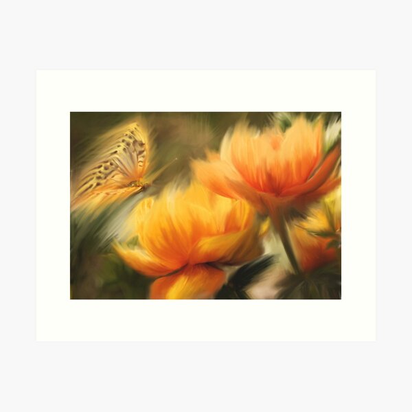 Schmetterling Blumen Acryl Kunstdruck