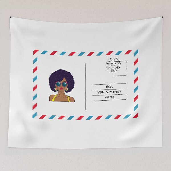 Item preview, Afro Black Woman Postal Vote US Mail in Ballot Voters Rights Diversity Artwork designed and sold by CreatedbyJR.