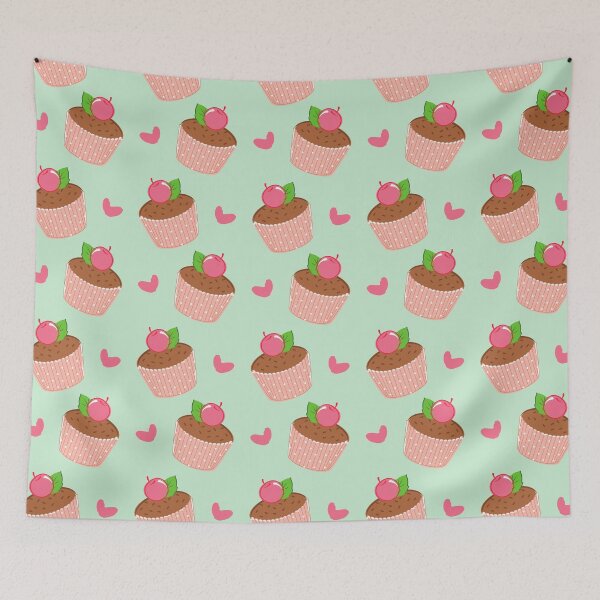Item preview, Cherry Chocolate Cupcake Lime Green Pink Pattern designed and sold by IamTrending.