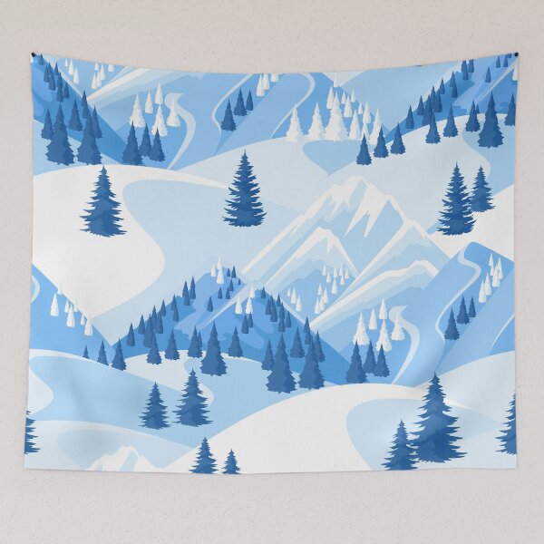 Item preview, Blue and White Winter Mountain Alps Ski Hill Landscape designed and sold by IamTrending.