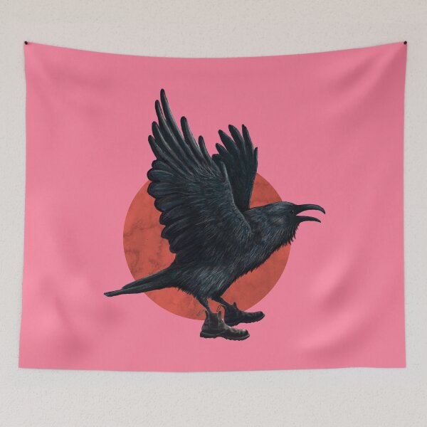 Item preview, Crow wearing boots in pink designed and sold by CharlieCreature.