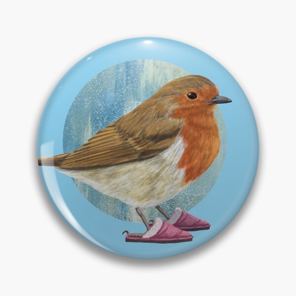 Item preview, Cozy robin wearing slippers in blue designed and sold by CharlieCreature.