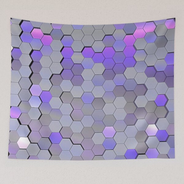 Item preview, sci-fi violet background with 3d hexagonal retractable tiles designed and sold by Orderposter.