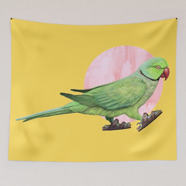 Item preview, Parakeet Wearing sandals in yellow designed and sold by CharlieCreature.
