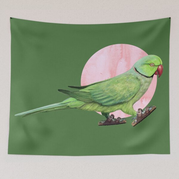 Item preview,  Parakeet Wearing sandals in green designed and sold by CharlieCreature.