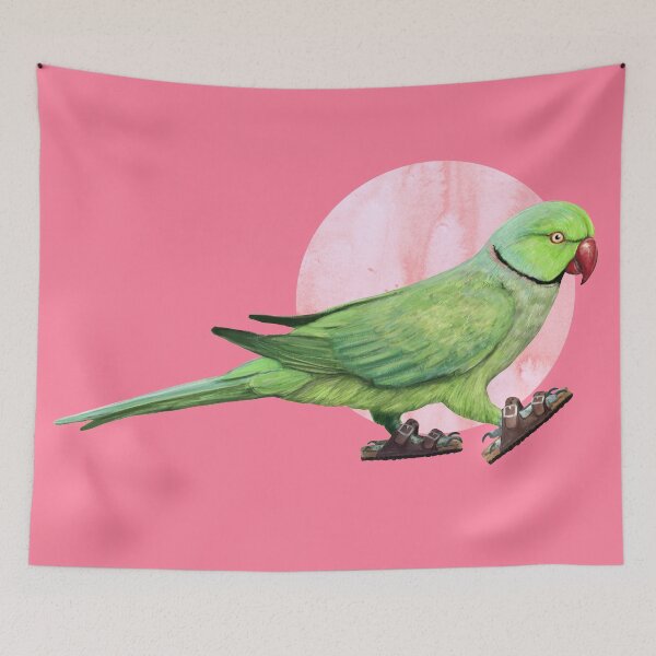 Item preview, Parakeet Wearing sandals in pink designed and sold by CharlieCreature.