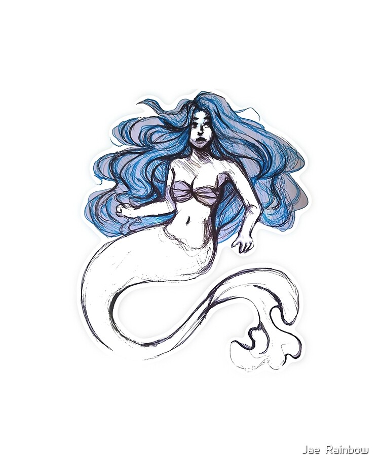 Blue and White mermaid Pen sketch iPad Case & Skin for Sale by Jae Rainbow