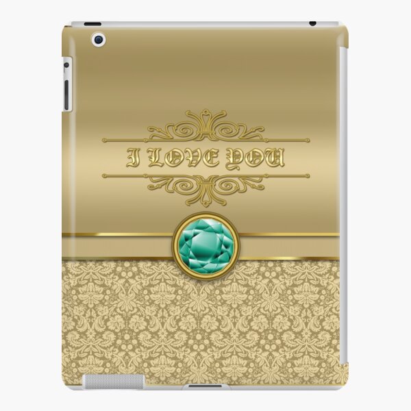 Love Emerald Green Gemstone Metallic Gold Damask iPad Snap Case
