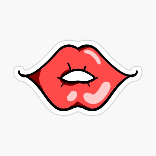 Puckered Red Lips Face Mask Sticker For Sale By Porinart Redbubble 