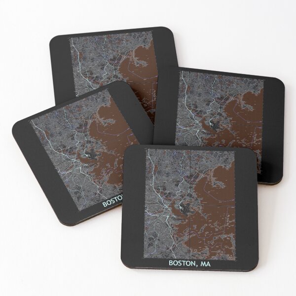 Item preview, Boston, MA, mapa topográfico cuádruple oscuro designed and sold by PGHPhotoCo.