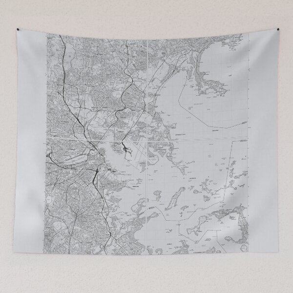Item preview, Boston, MA, Quad Topographical Map Grey designed and sold by PGHPhotoCo.