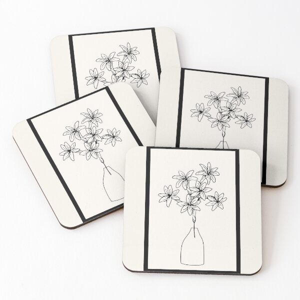 Item preview, black and beige flowers and vase designed and sold by cherry by hs (coucou).