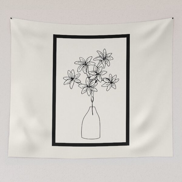 Item preview, black and beige flowers and vase designed and sold by cherry by hs (coucou).