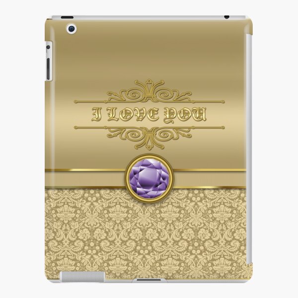 Love Amethyst Gemstone Metallic Shiny Gold Damask Valentine iPad Snap Case
