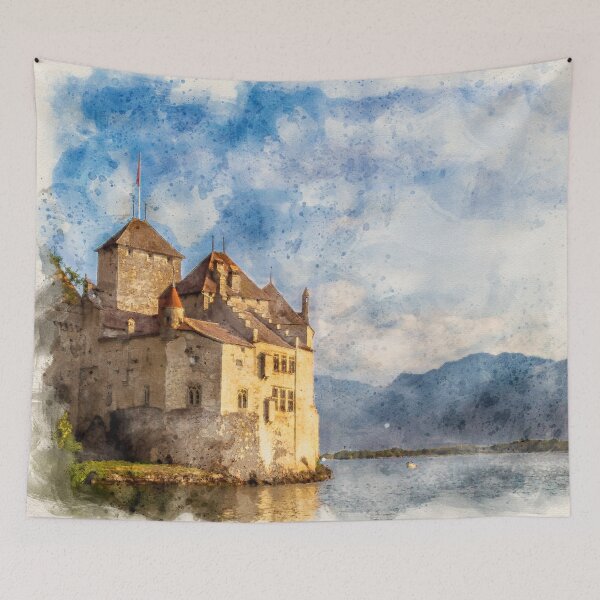 Item preview, Chillon Castle in Montreux Watercolor designed and sold by lugamor.