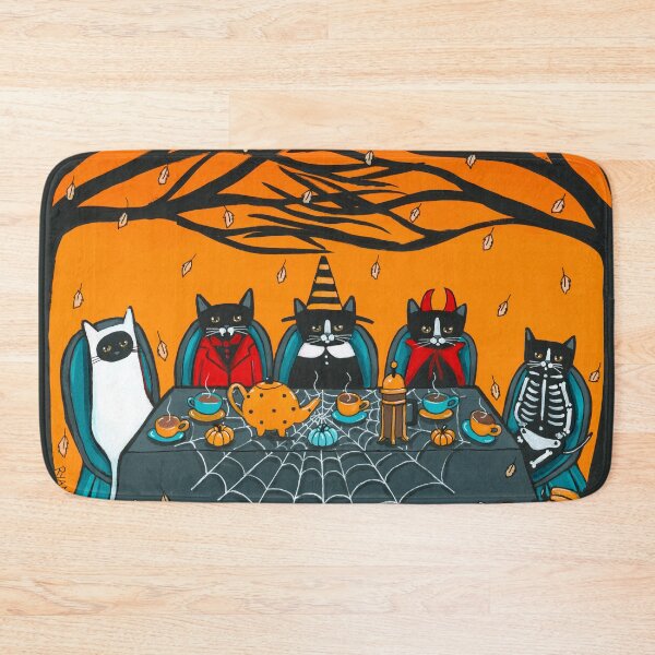 Halloween Tea and Coffee Party Bath Mat