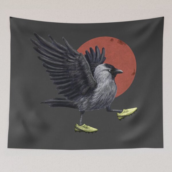 Item preview, Jackdaw playing footy in grey designed and sold by CharlieCreature.