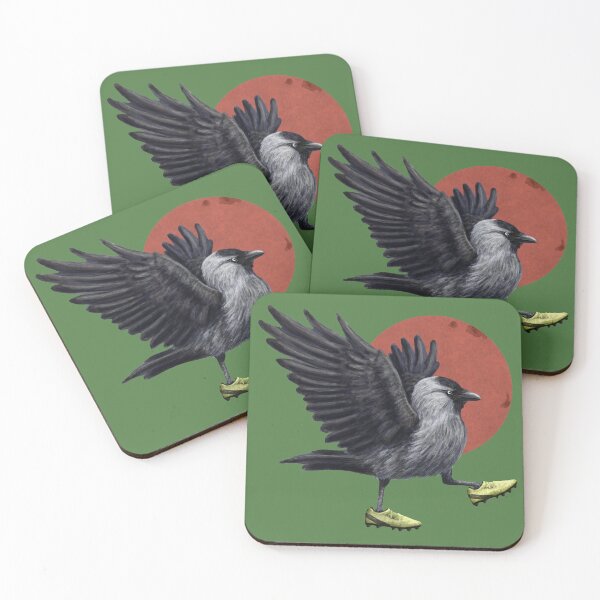 Item preview, Jackdaw playing footy in green designed and sold by CharlieCreature.