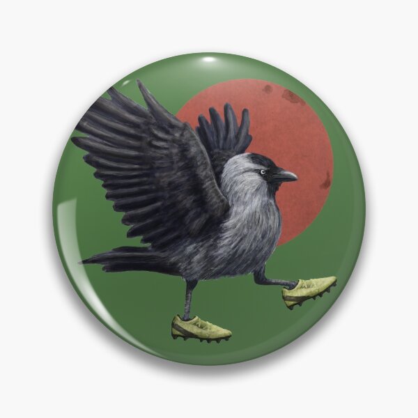 Item preview, Jackdaw playing footy in green designed and sold by CharlieCreature.