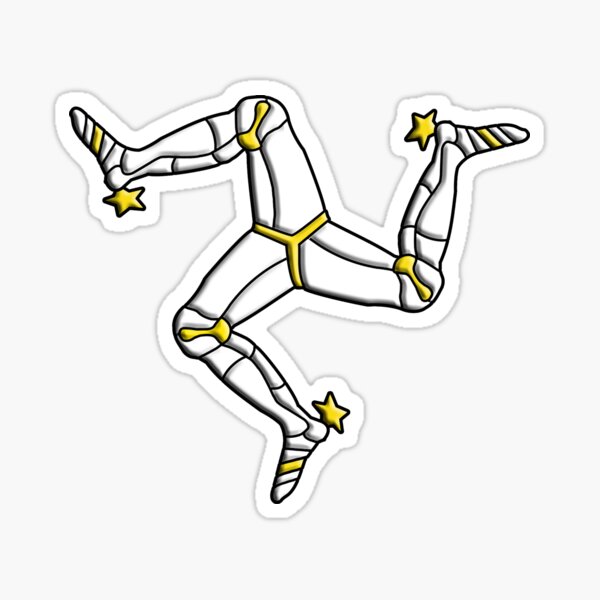 MANX FLAG, Isle of Man, MANX, LEGS, Brattagh Vannin, Triskelion, Ny tree cassyn. Sticker
