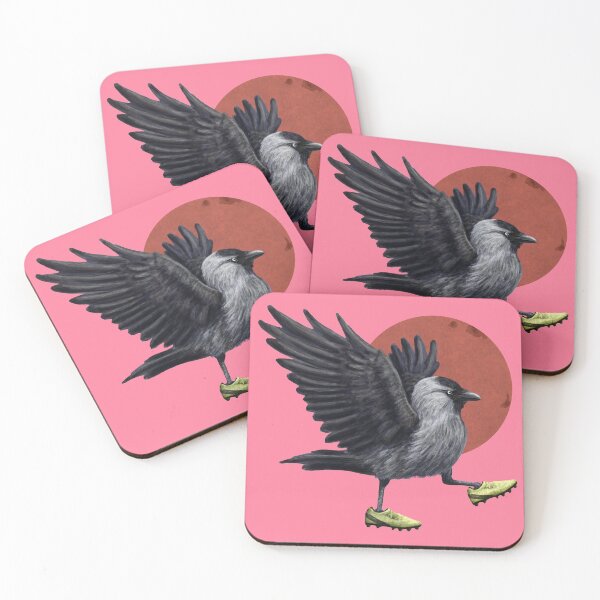 Item preview, Jackdaw playing footy in pink designed and sold by CharlieCreature.
