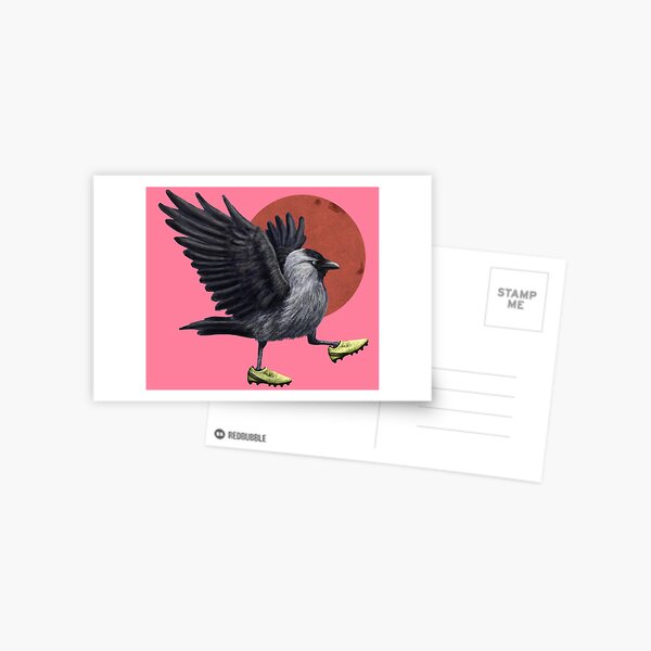 Item preview, Jackdaw playing footy in pink designed and sold by CharlieCreature.