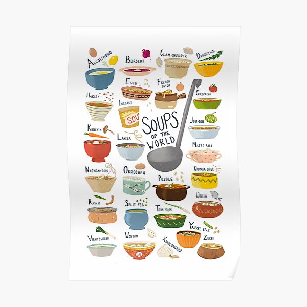 "Soups of the World" Poster for Sale by DasBrooklyn Redbubble